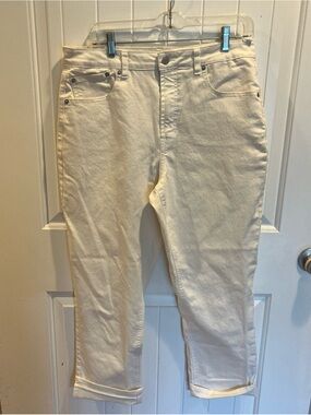 Frye Cream High-Waist Straight Leg Jeans Size 10/30 Like New EUC Summer Beach